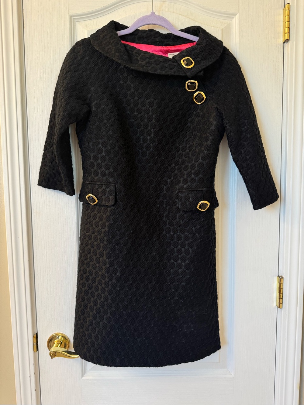 Vintage Milly of New York Textured Shift Dress Black Size 4